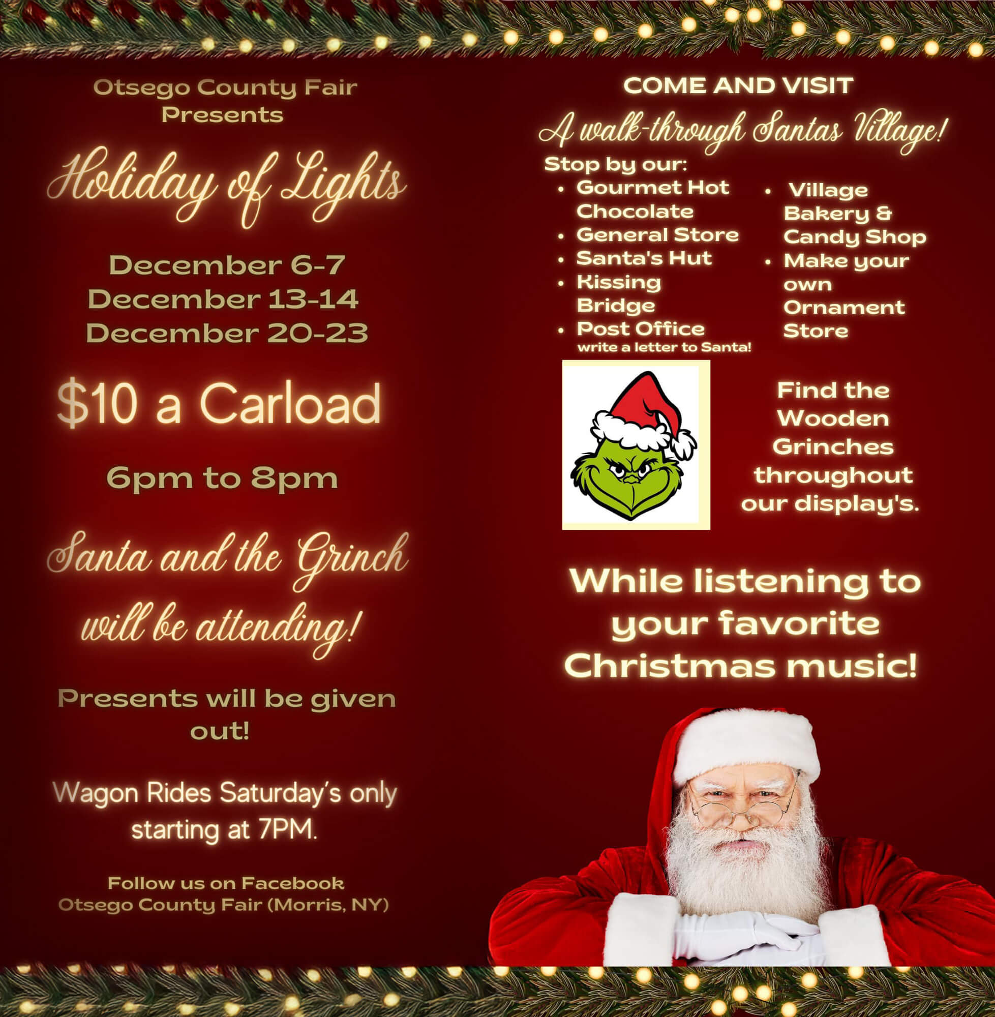 Holiday of Lights, $10 per carload, weekends beginning December 6th