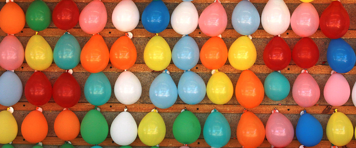 Colorful photo of baloons on the wall